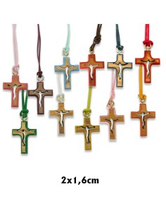 Cruz Madera En Color Cristo...