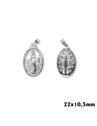 Medalla Plata Dorada San Benito 15 MM Enganche Grueso
