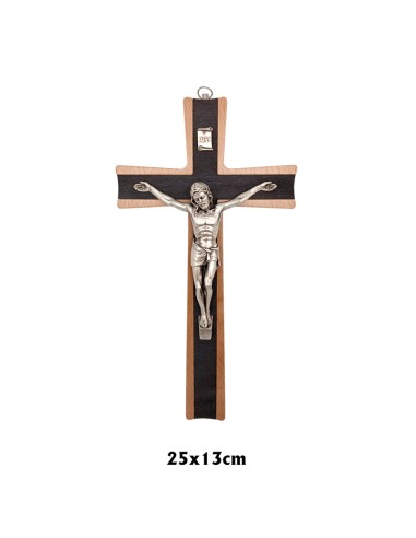 Crucifijo Madera Dos Tonos 25 X 13 Cm...