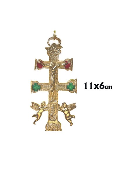Cruz Caravaca Dorada 11X6cm Con Angeles