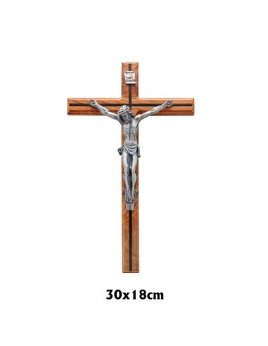 Cruz Madera En Color Cristo Grabado...