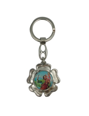 Llavero Llave Antigua Con San Cristobal Y Otra Imagen A Personalizar 21mm
