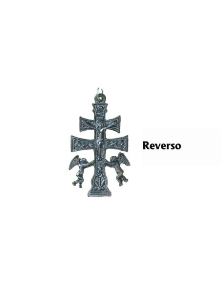 Cruz Caravaca Plateada 5. 2X3. 2Cm Con Angeles