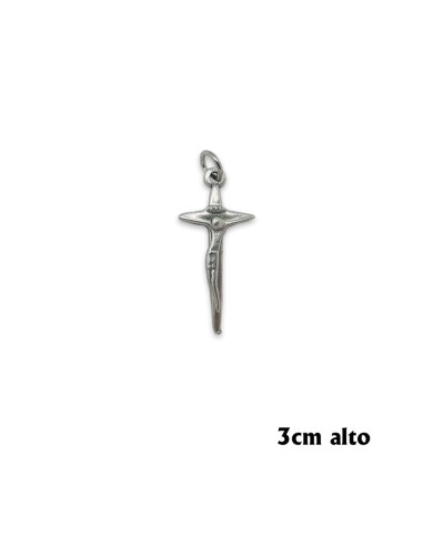 Cruz Metal Alargada Con Cristo Curvo 3. 5x1. 5cm