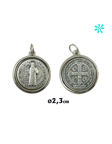 Medalla Metal Redonda 2.3cm San Benito Y Cruz