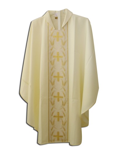 Casulla Estampada Con Galon Cruces Y...