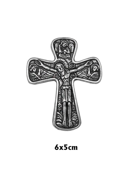 Cruz Caravaca Plateada 5. 2X3. 2Cm Con Angeles