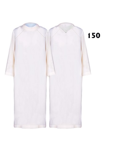 Alba Lisa Blanca Cuello Redondo Con Cenefa Dorada Cruces Y Espigas En Mangas Y Bajo T-50