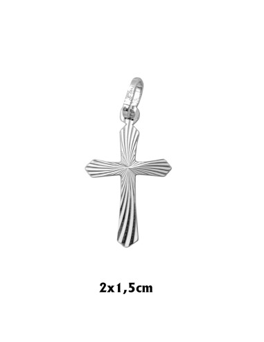 Cruz Plata Plana Rayos Hacia El...