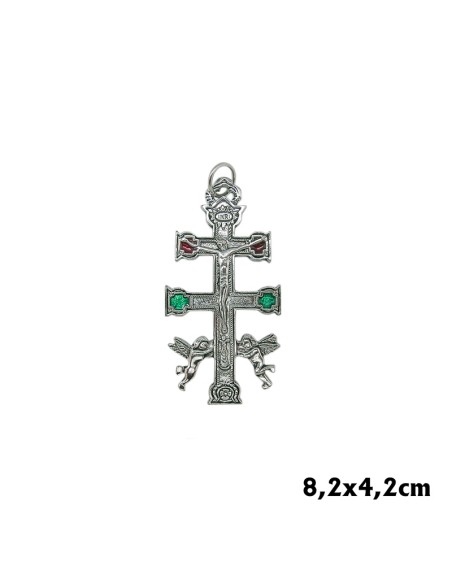 Cruz Caravaca Plateada 8. 2X4. 2Cm Con Angeles