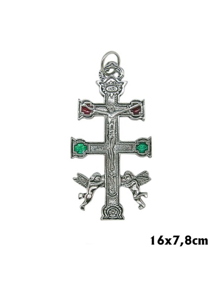 Cruz Caravaca Plateada 16X7. 5Cm Con Angeles