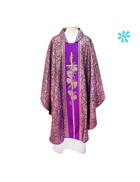 Rosario cristal rosa con cuerda 8mm con paters ceramica cruz y maria dorada