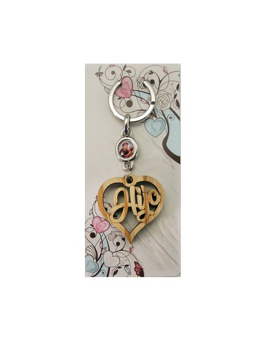 Llavero Madera Olivo Forma Corazon Mama Con Foto Para Personalizar En Blister