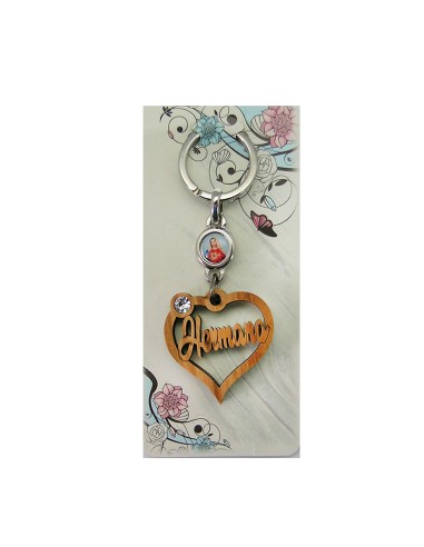 Llavero Madera Olivo Forma Corazon Papa Con Foto Para Personalizar En Blister