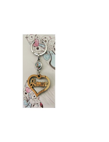 Llavero Madera Olivo Forma Corazon Hija Con Foto Para Personalizar En Blister