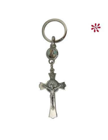 Llavero Cruz Niquel San Benito 5 CM
