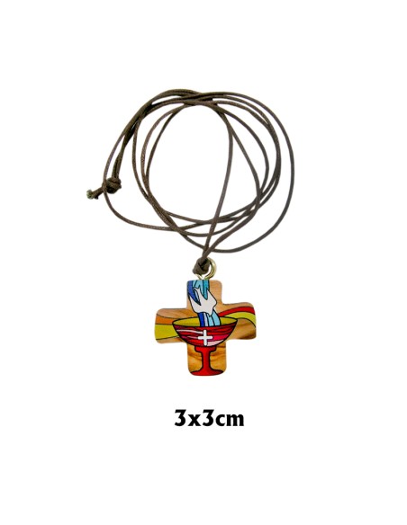 Cruz Madera Pintada Bautizo 3X3cm En Blister Con Tarjeta