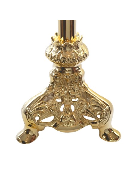 Cruz Altar 105Cm Base Triangular Doble Nudo Baño Oro 24K