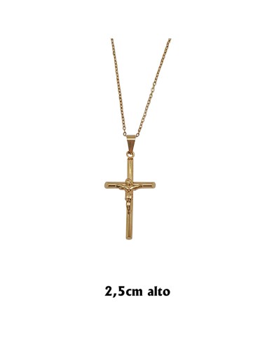 Cruz Colgante Acero Dorada Cristo...