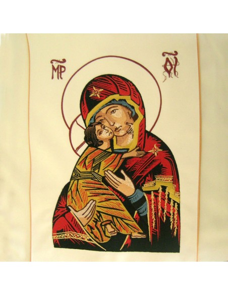 Casulla Bordada Virgen Con Niño Con Rombos Dorados Debajo Kor 045