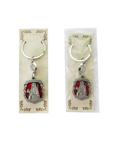 Llavero Metal Virgen Candelaria Con Esmalte Rojo 3x2. 5cm