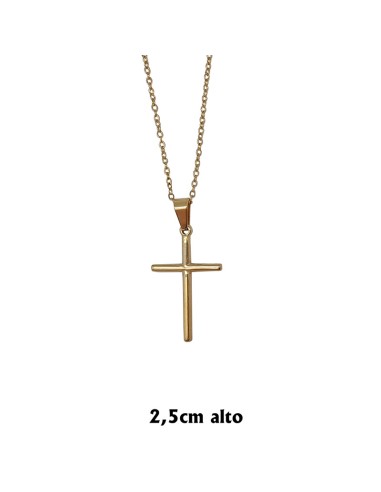 Cruz Colgante Acero Dorada 3X1. 8Cm...