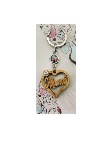 Llavero Madera Olivo Forma Corazon Mama Con Foto Para Personalizar En Blister