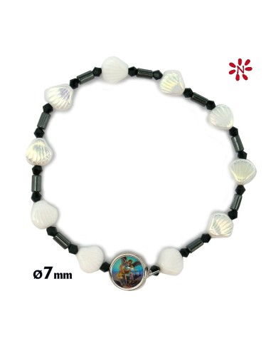 Brazalete Cristal Conchas Blancas 7mm...