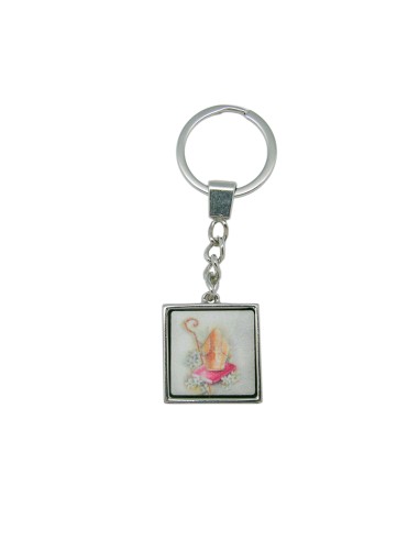 Llavero Metal 2. 5x2. 5cm Confirmacion Ceramica Borde Metal