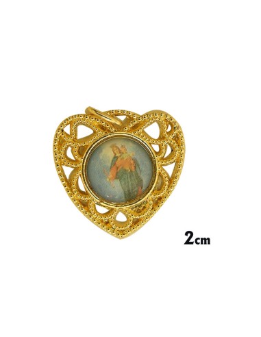 Medalla Metal Dorada Forma Corazon...