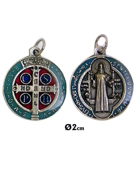 Medalla Metal San Benito 20Mm Con Esmalte Colores