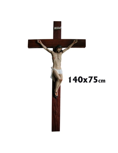 Crucifijo Madera Con Cristo 40Cm En Resina Policromada 80X43cm