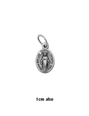 Medalla Metal Oval Doble Virgen Milagrosa Con Signo Mariano 10mm