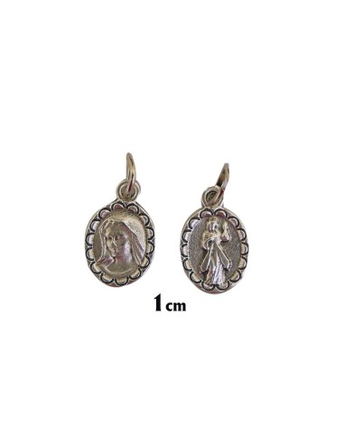 Medalla Metal Oval Doble Virgen De La Paz Y Cristo Misericordioso 10mm