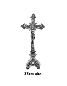 Crucifijo Estaño Con Base 35Cm