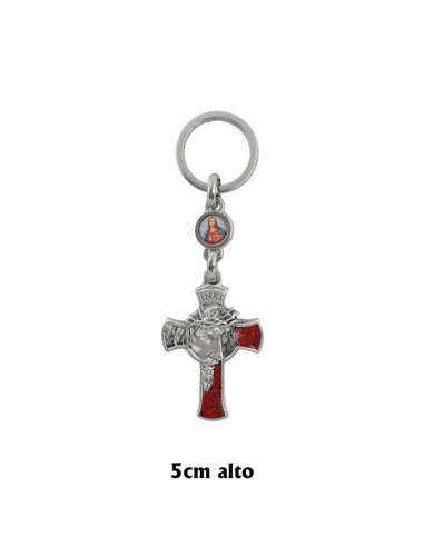 Llavero Metal 5 x 4 cm Cristo Esmalte Rojo