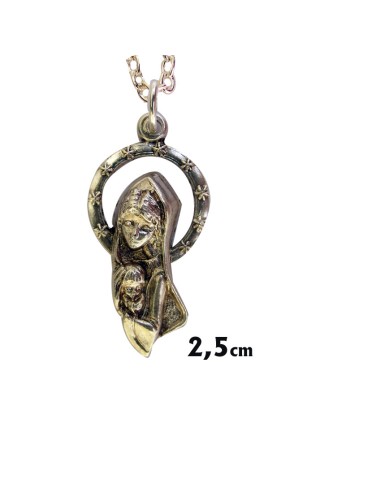 Medalla Metal Virgen Con Niño Con Aureola De Estrellas 25mm Con Caja