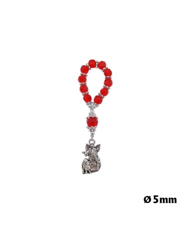 Rosario Decena Dedo Cristal Rojo Angel Guarda