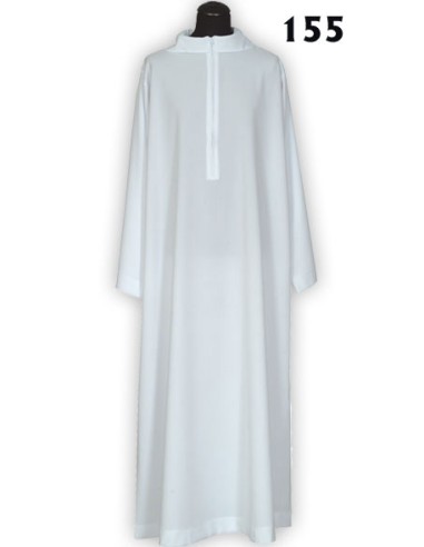 Alba Casulla Lisa Blanca Cremallera Delantera Apertura Para Manos N5 Talla 155