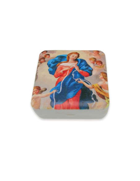 Rosario Madera Ovalado 6mm Virgen Desatanudos En Caja Serigrafiada