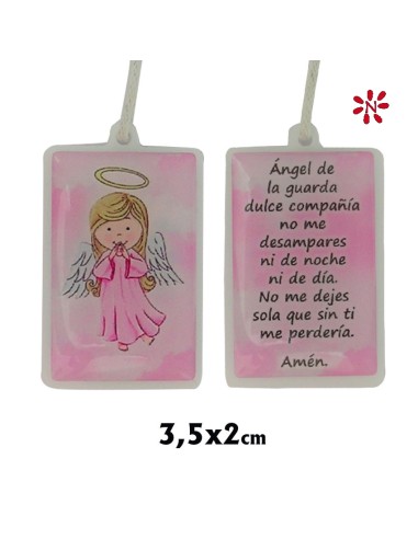 Colgante Infantil 3. 5x2 CM Angel De La Guarda Rosa En Blister