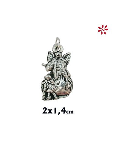 Colgante Angel De La Guarda Con Niño Y Niña 20x14mm