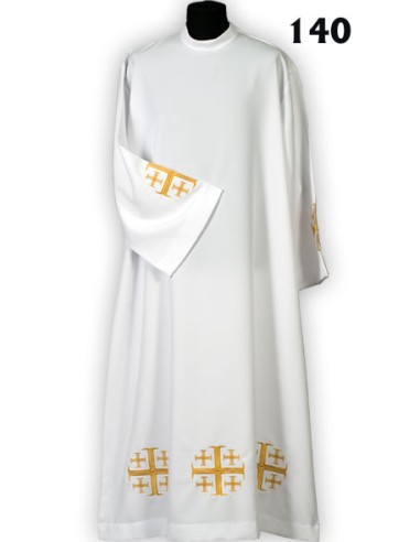 Alba Lisa Bordada 3 Cruces Jerusalen Doradas Cremallera Al Hombro N31 Talla 140