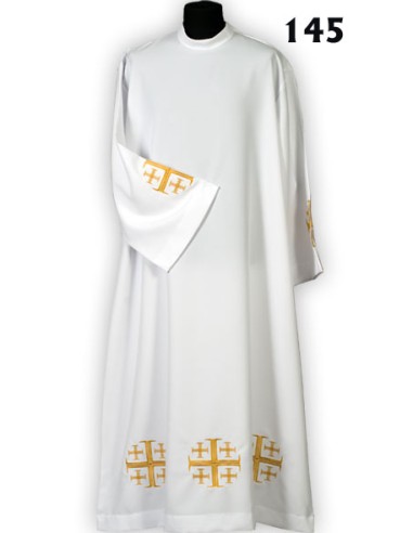 Alba Lisa Bordada 3 Cruces Jerusalen Doradas Cremallera Al Hombro N31 Talla 145