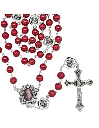 Rosario Cristal Liso Rojo 8Mm Con...