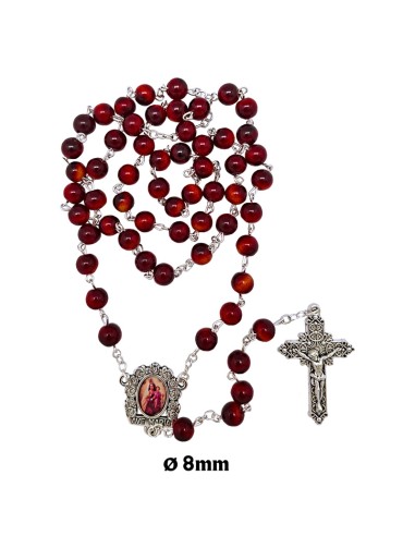 Rosario Cristal Liso 8Mm Rojo Intenso...