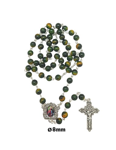 Rosario Cristal Liso 8Mm Verde Y...