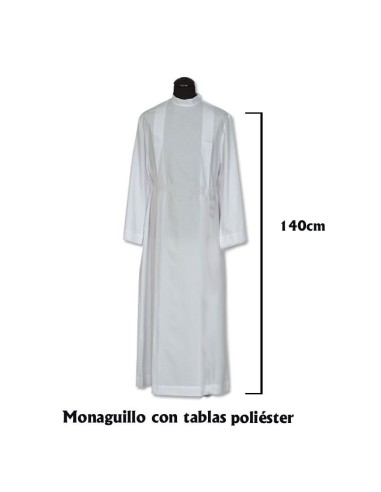 Alba Monaguillo Con Tablas Cuello Redondo Cremallera Hombro 140cm Pol.