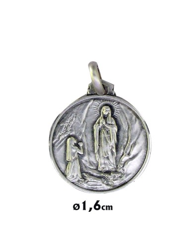 Medalla Plata 16mm Virgen De Lourdes