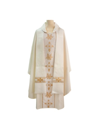 Casulla Estampada Con Galon Cruz Y...